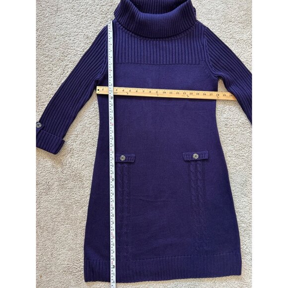 JESSICA HOWARD~  Purple Ribbed Turtleneck Sweater XL Dress With Cuffed Sleeves - Picture 10 of 12
